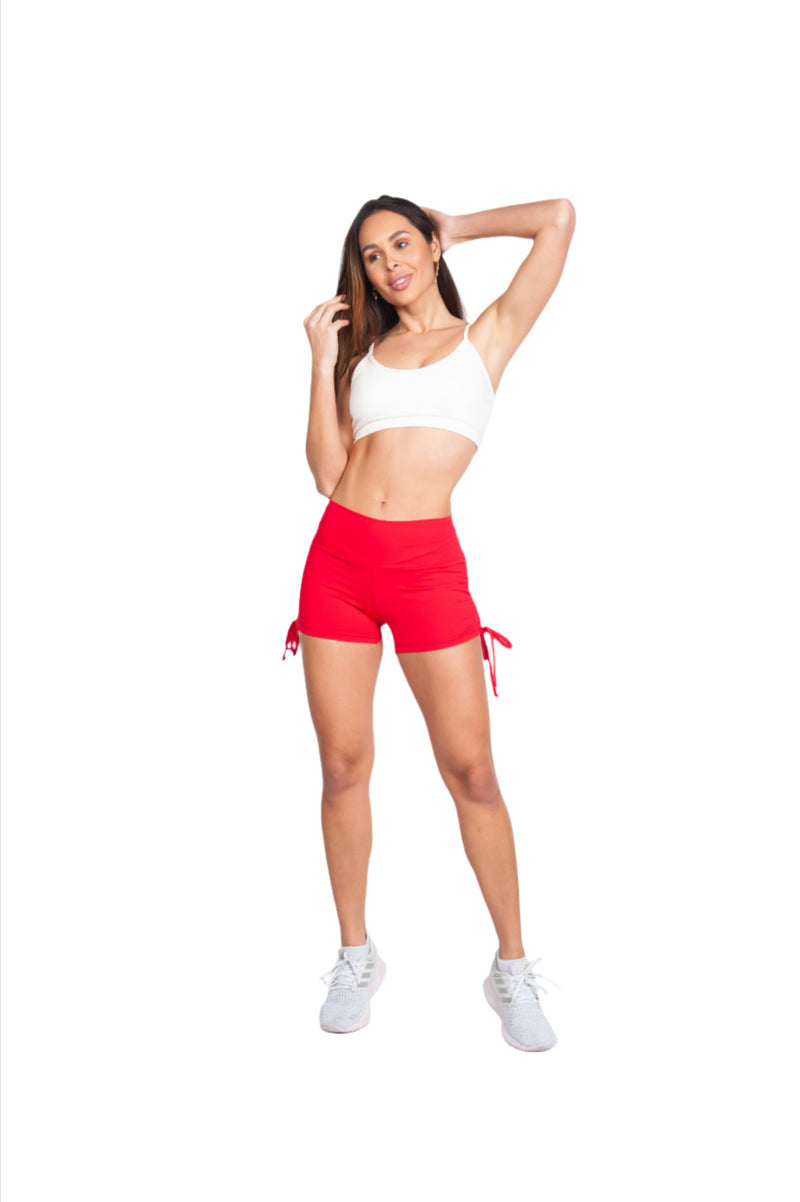 Bia Brazil Activewear Side Tie Shorts - Red - Front Full View