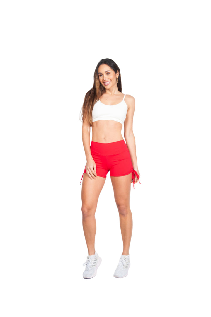 Bia Brazil Activewear Side Tie Shorts - Red - Front Full View