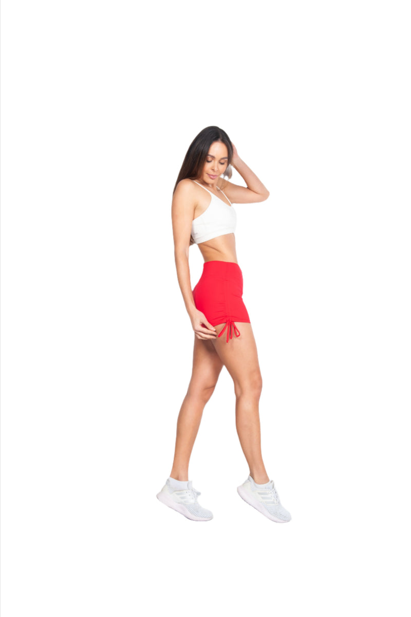 Bia Brazil Activewear Side Tie Shorts - Red - Side Full View