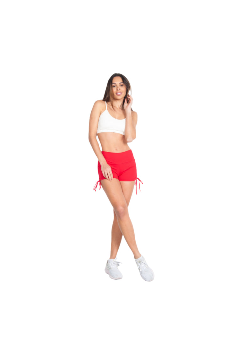 Bia Brazil Activewear Side Tie Shorts - Red - Front Full View