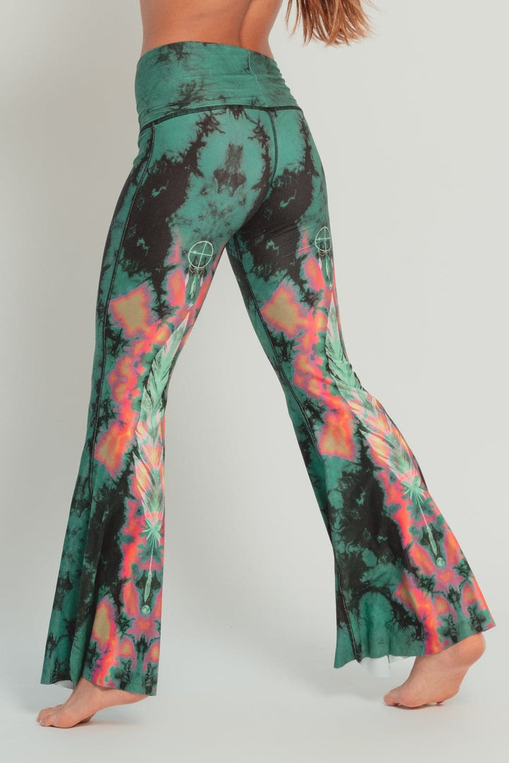 Eagle Feather Green Crop Bell Bottom