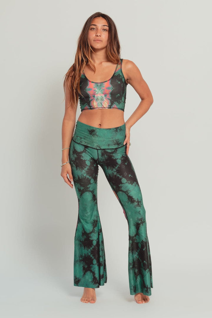 Eagle Feather Green Crop Bell Bottom