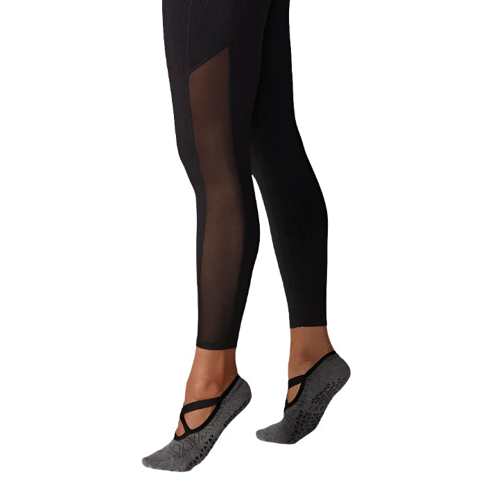 Tavi Mesh Inset Ebony Tights Waffle Fabric