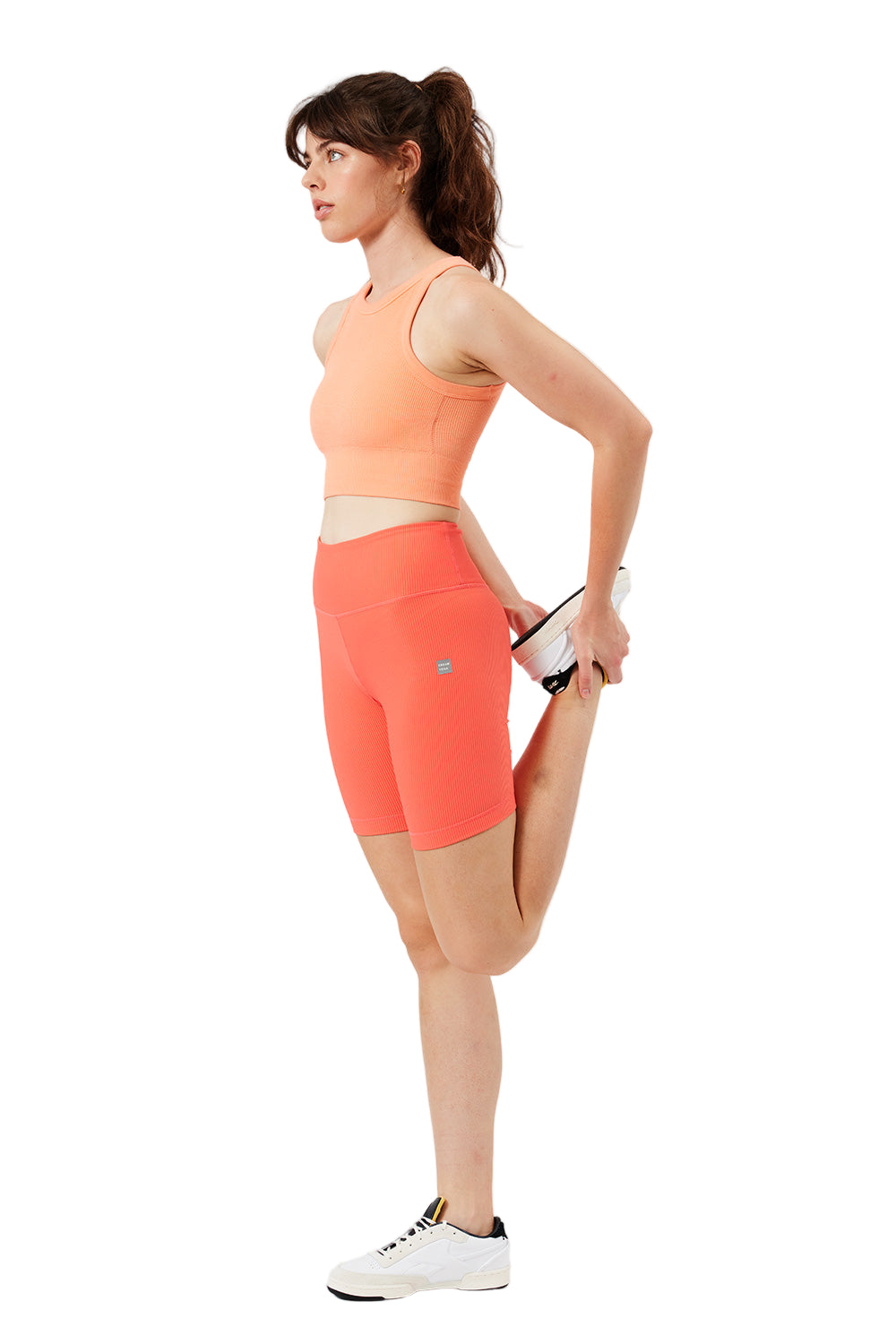 Cream Yoga Harper biker shorts - Pop Orange - Rear View