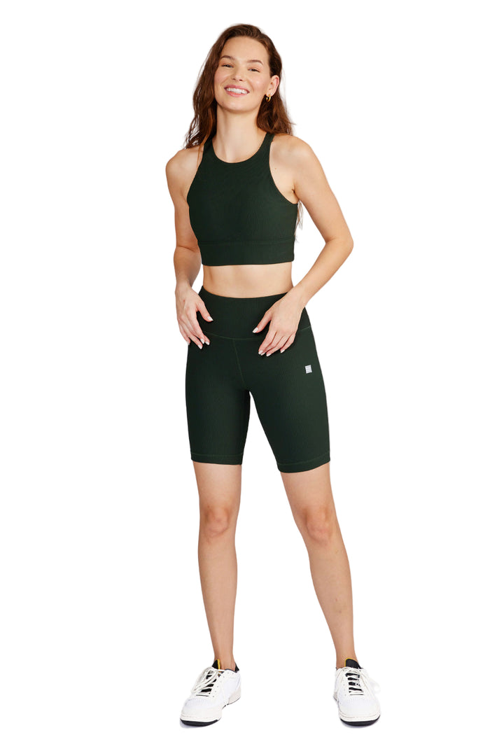 Cream Yoga Harper biker shorts - Hunter Green - Front Full View