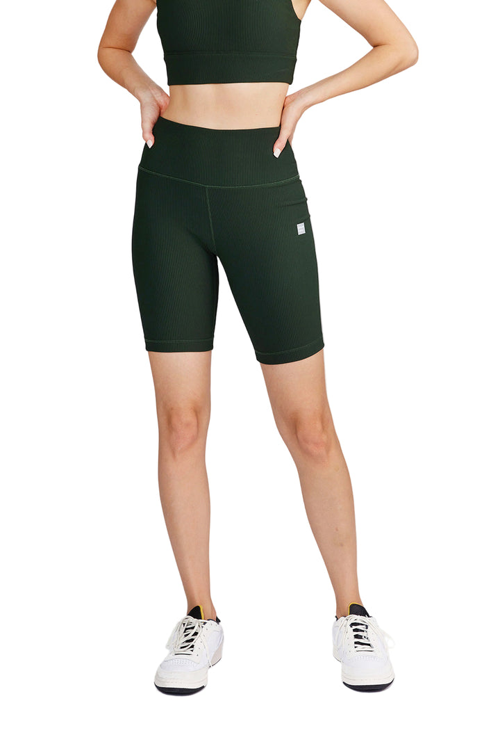 Cream Yoga Harper biker shorts - Hunter Green - Front View