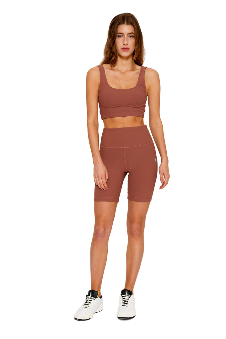 Cream Yoga Harper rose taupe biker shorts - rose taupe - Front Full View