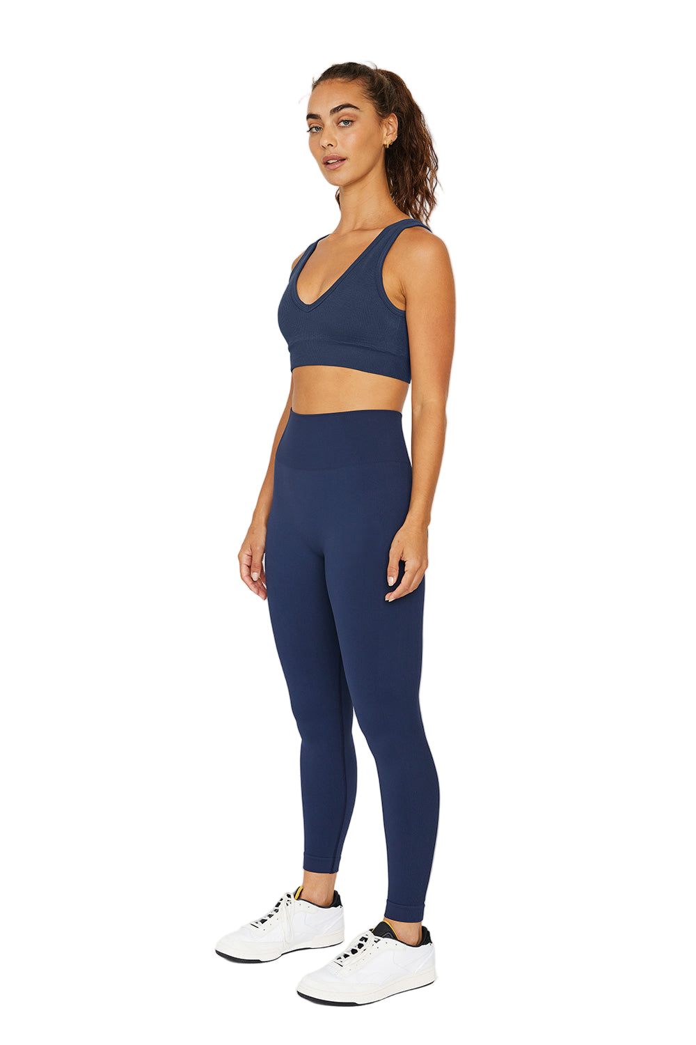 Cream Yoga Haylee seamless legging - Navy - Side Full View
