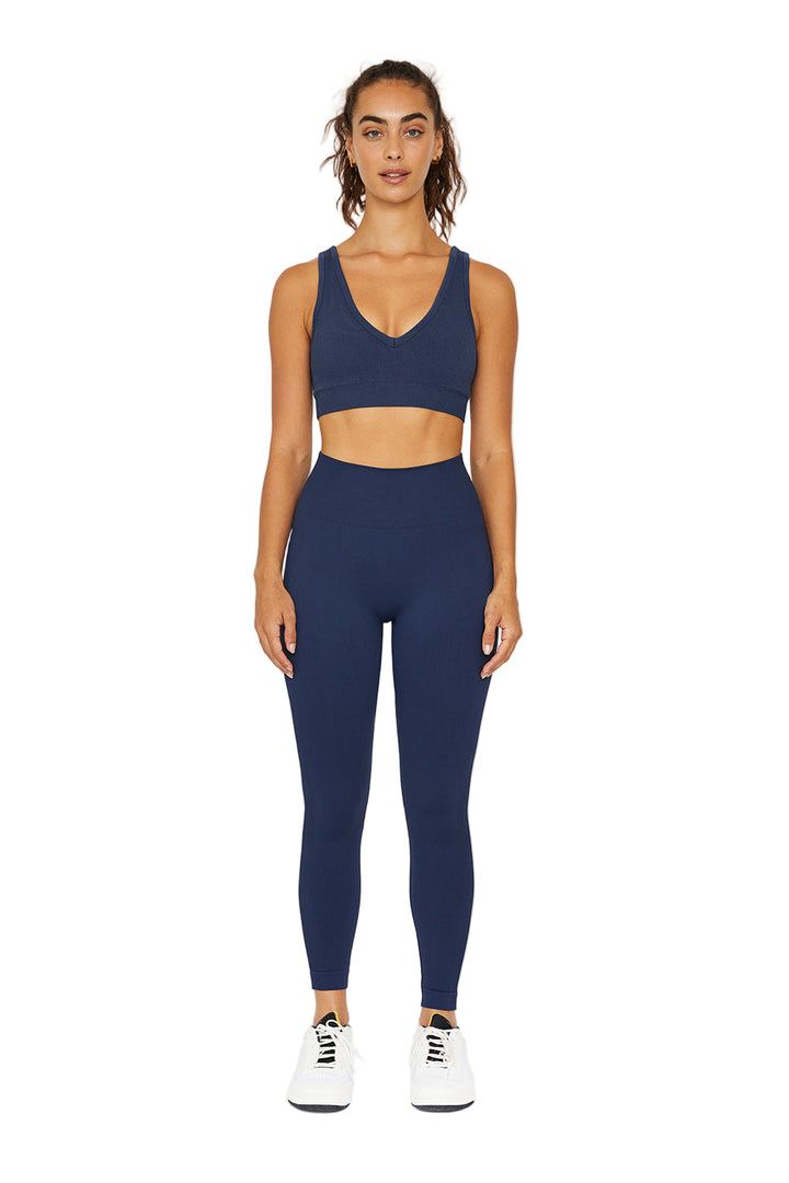Cream Yoga Haylee seamless legging - Navy - Front Full View