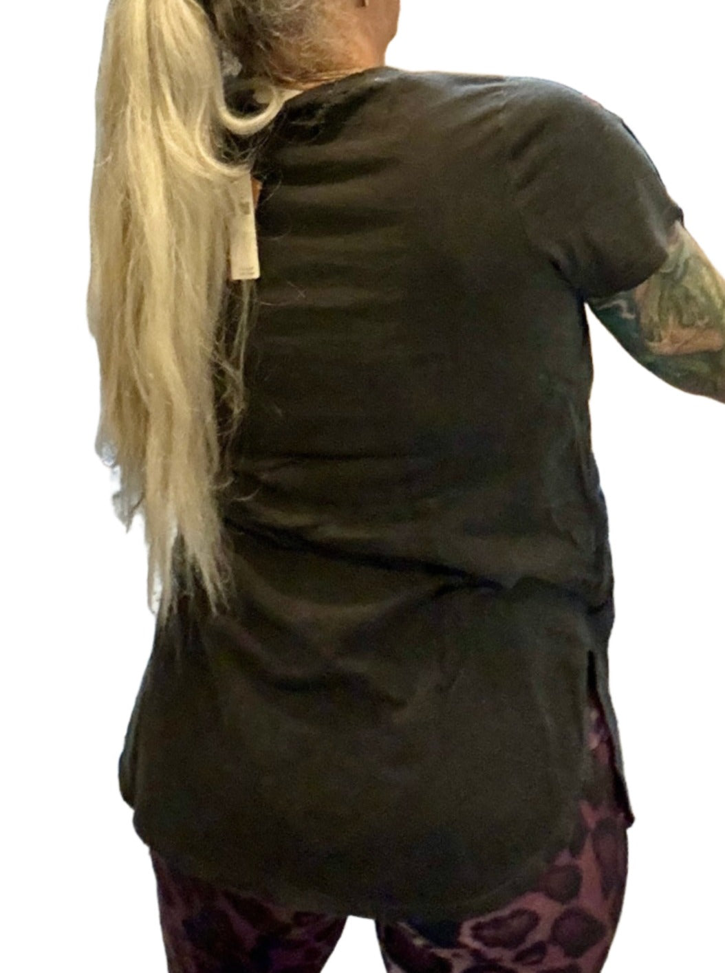 Back of Shirttail tee TLA carbon