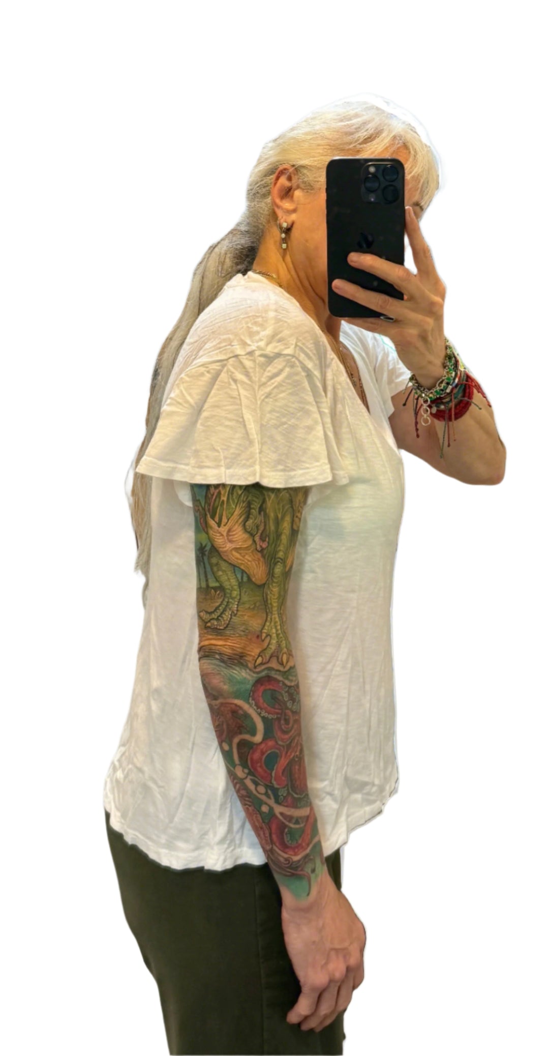 TLA Flutter sleeve tee  V neck White