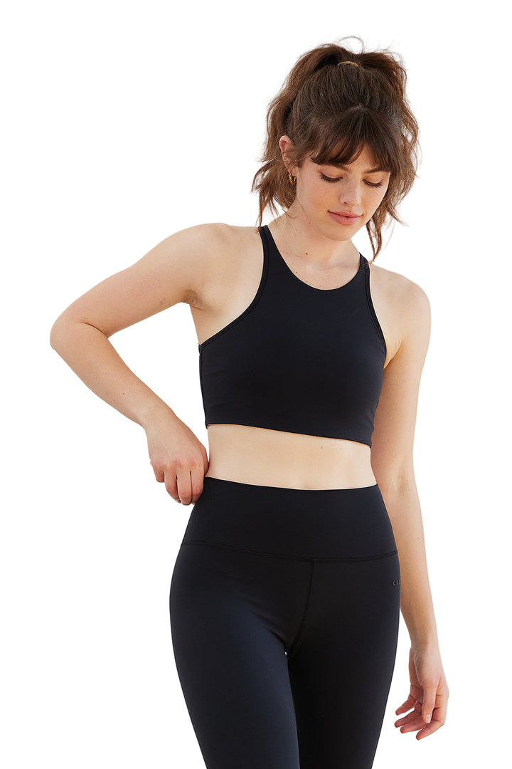 Cream Yoga Jaylyn high-neck sports bra- Black - Front View