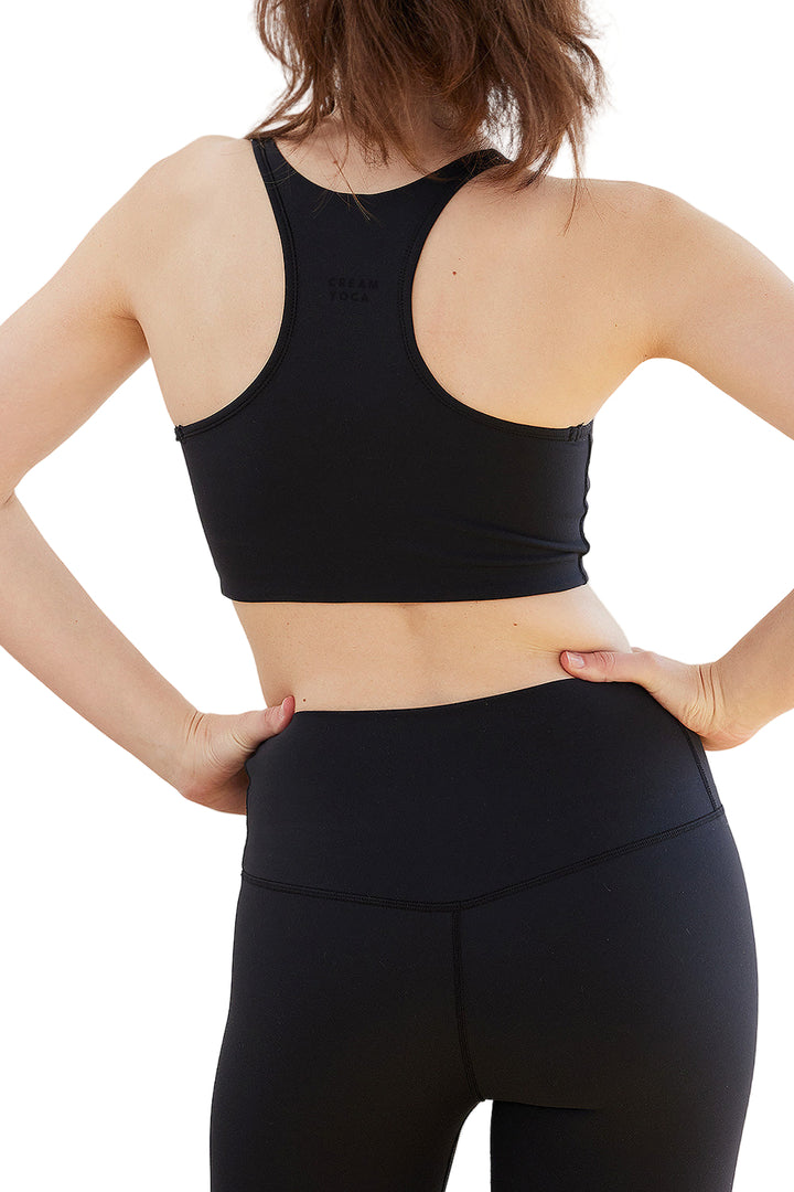 Cream Yoga Jaylyn high-neck sports bra- Black - Back View