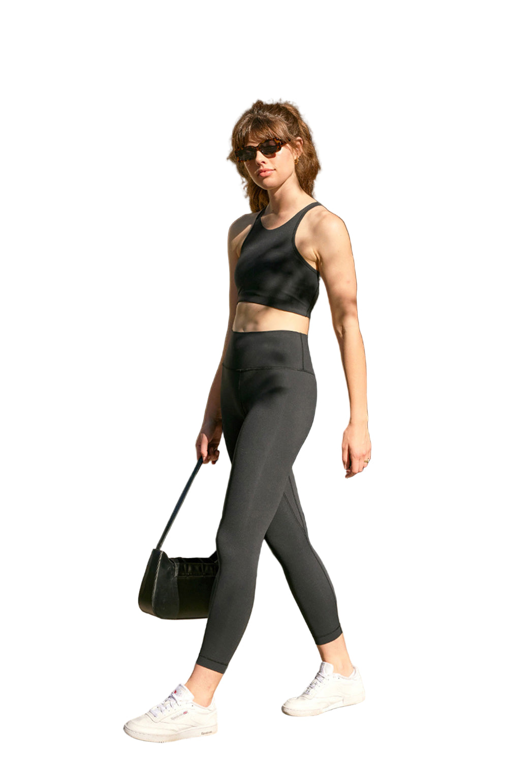 Cream Yoga Jenn 7/8 length legging - Black - Side View