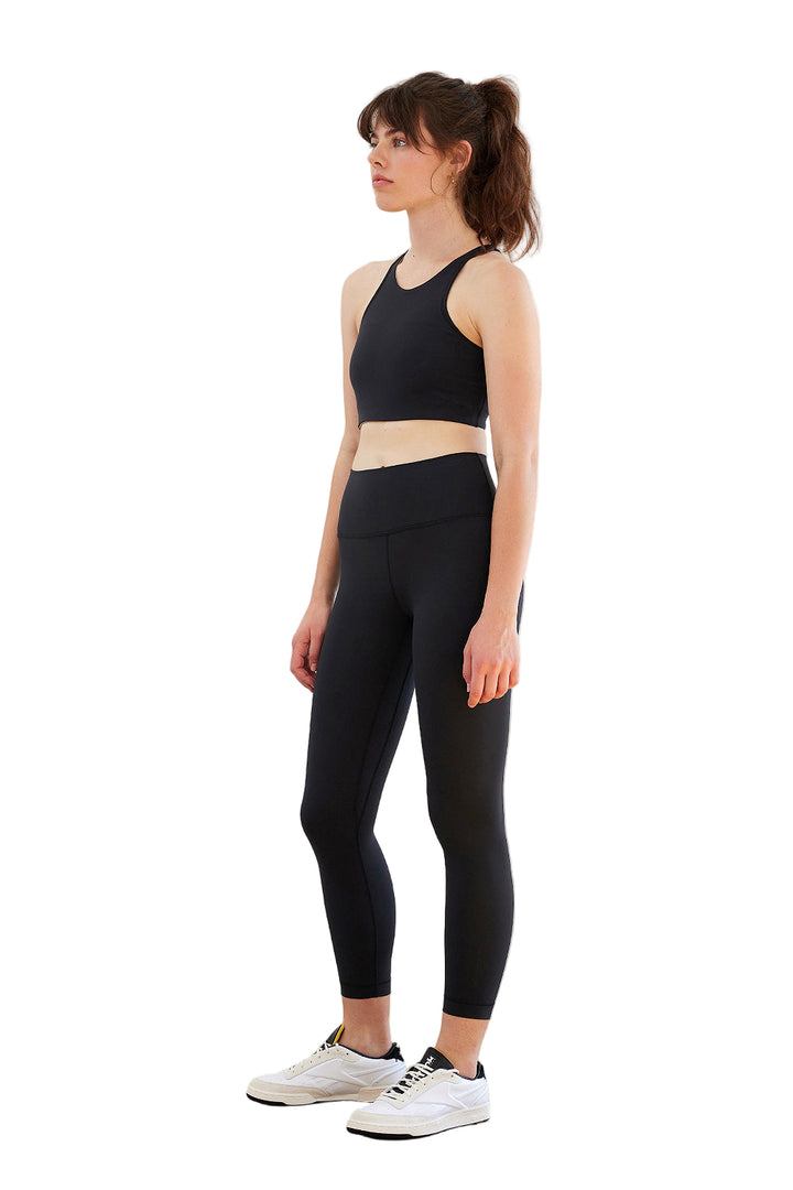 Cream Yoga Jenn 7/8 length legging - Black - Side Full View