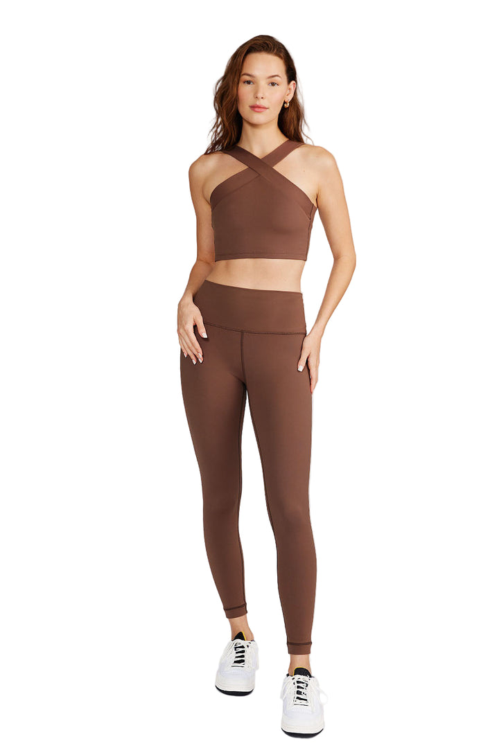 Cream Yoga Jenn 7/8 length legging - Mocha - Front Full View