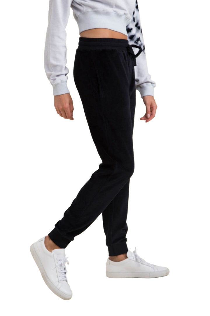 Mono B Fleece Lined Joggers with Cuffed Ankles KP-A0915 - Black - Side View