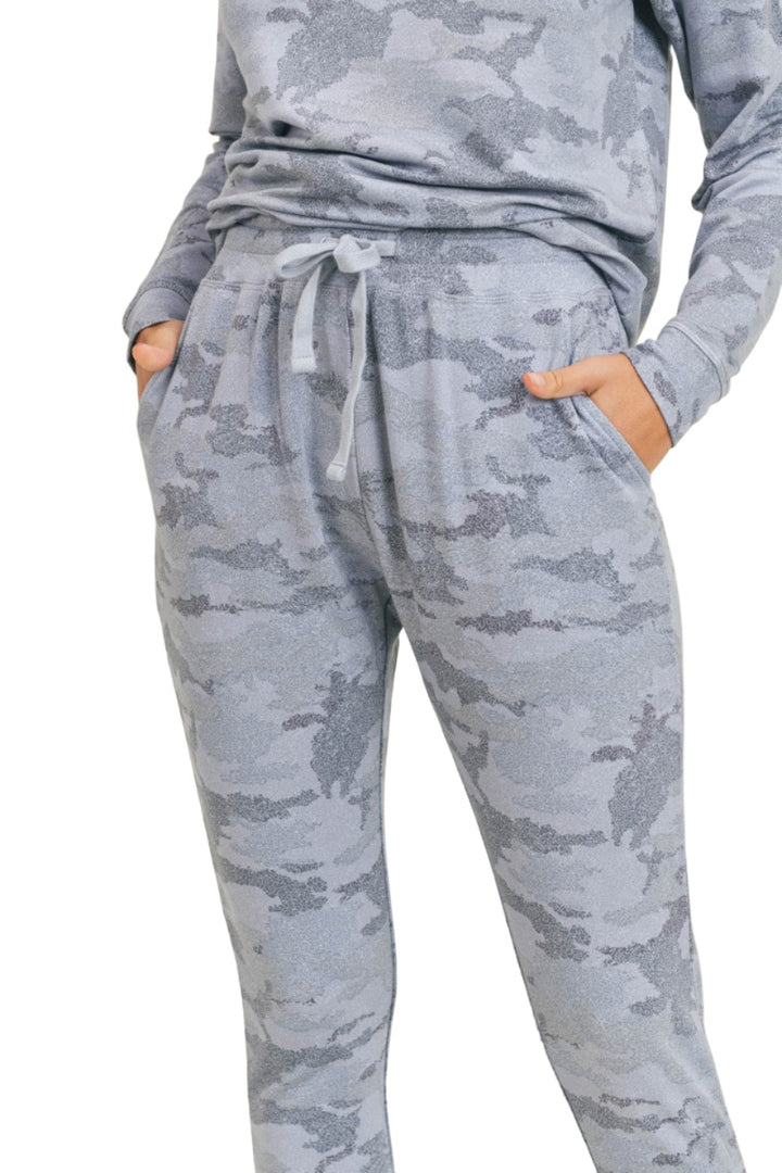 Mono B Light Camo Joggers with Drawstrings KP-A1052 - Blue - Rear View
