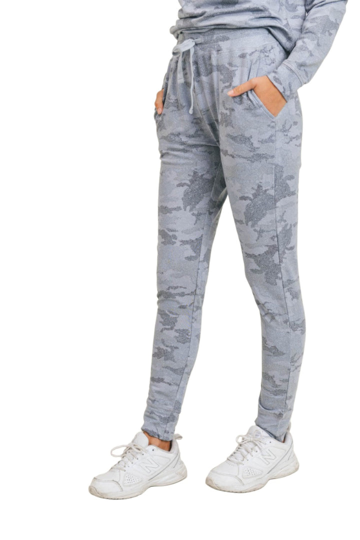 Mono B Light Camo Joggers with Drawstrings KP-A1052 - Blue - Side View