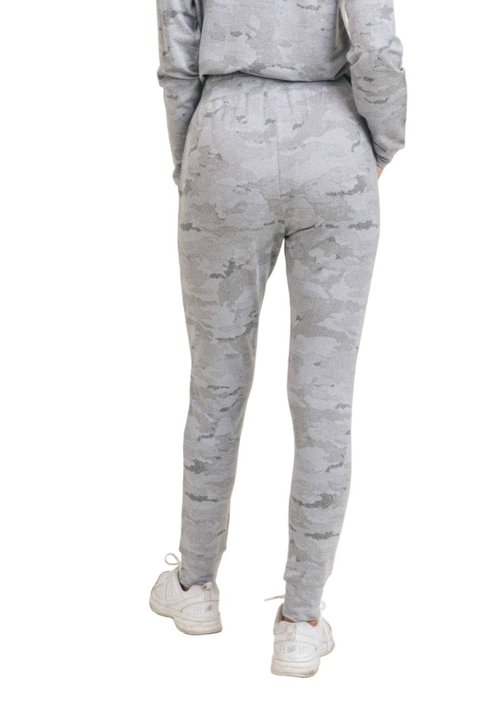 Mono B Light Camo Joggers with Drawstrings KP-A1052 - Grey - Back View