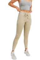 Mono B Skinny Fleece Joggers KP11576 - Natural - Front View