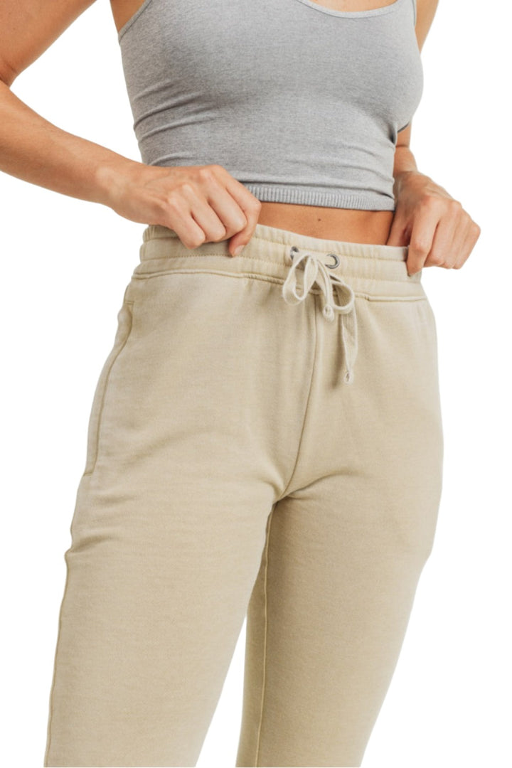 Mono B Skinny Fleece Joggers KP11576 - Natural - Front View