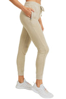 Mono B Skinny Fleece Joggers KP11576 - Natural - Side View