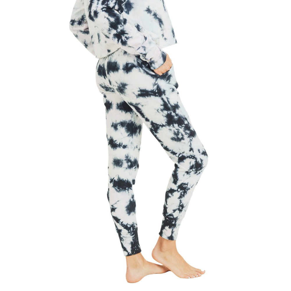 Mono B Pocket Sweat Pant Tie Dye KP11578 - Black and White Tie Dye - Side View