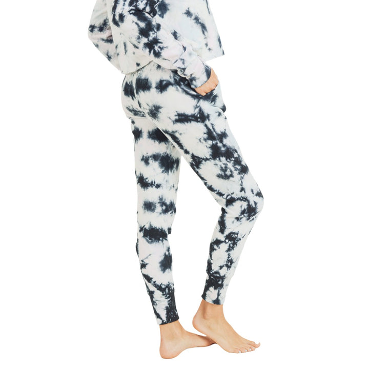 Mono B Pocket Sweat Pant Tie Dye KP11578 - Black and White Tie Dye - Side View