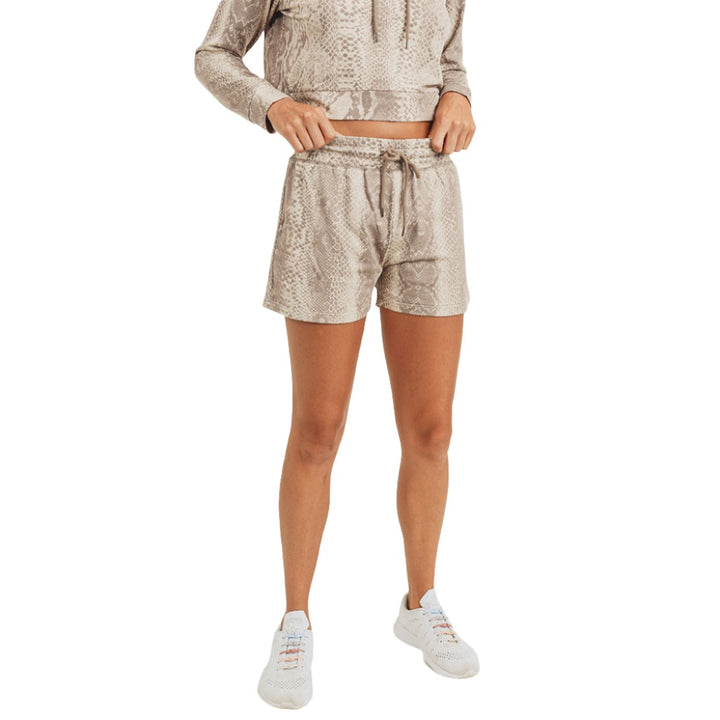 Mono B Snake Print Short KP11642 - Tan Snake - Front View