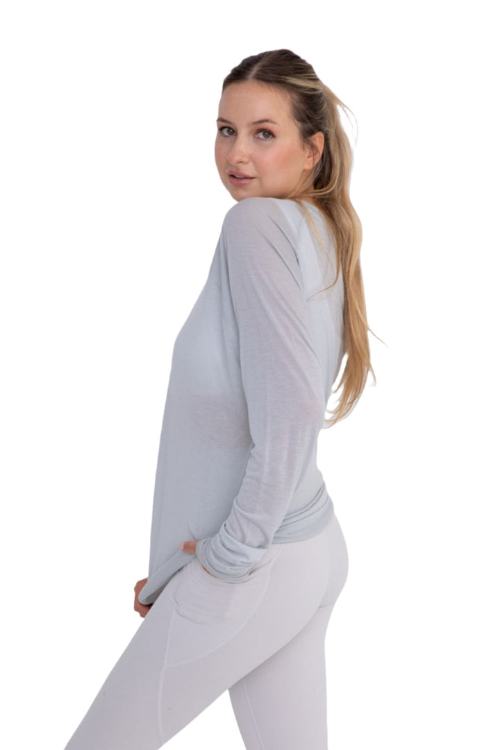 Mono B Tencel Long Sleeve Top KT-A0693 - Mist - Side View