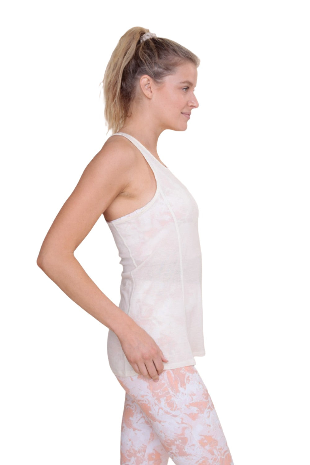 Mono B Racerback Tank Top KT-A0694 - Ivory - Side View