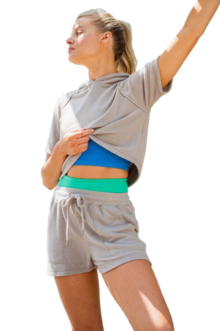 Mono B Cropped Top Hacci KTA0722 - Taupe - Front View