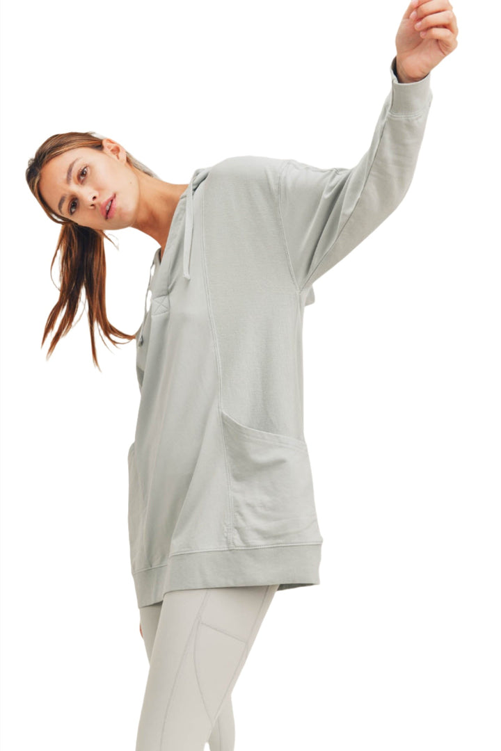 Mono B Oversized Hoodie KT-A0827 - Iris - Front Rear View