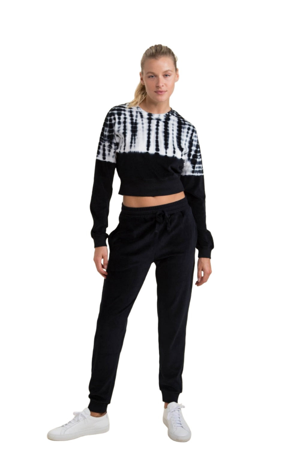 Mono B Fleece Lined Joggers with Cuffed Ankles KP-A0915 - Black - Front Full View