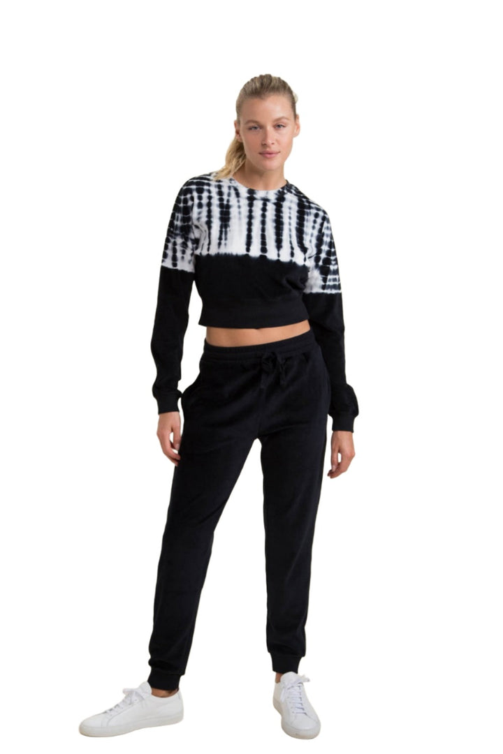 Mono B Fleece Lined Joggers with Cuffed Ankles KP-A0915 - Black - Front Full View