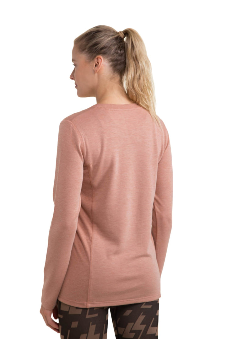 Mono B Split Collar Long Sleeve Tee KT-A1040 and Plus - Mocha - Back View
