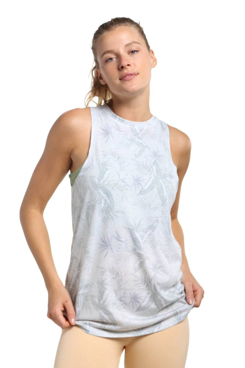 Mono B Floral Tank Top KT-B0232 - Mint Floral - Front View