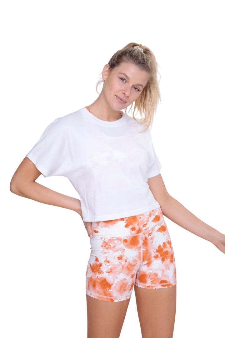 Mono B Gathered Back Short Sleeve Top KT-B0411 - White - Front View