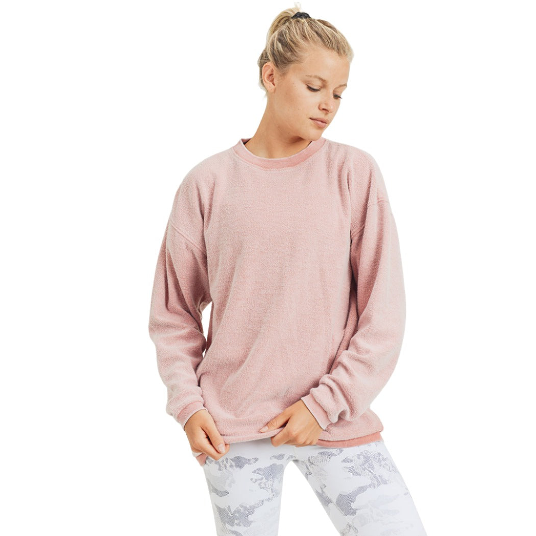 Mono B Fleece Hoodie KT11575 Plus - Dusty Pink - Front View