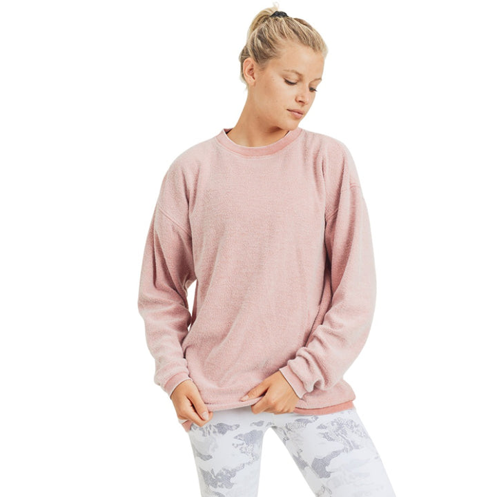 Mono B Fleece Hoodie KT11575 Plus - Dusty Pink - Front View