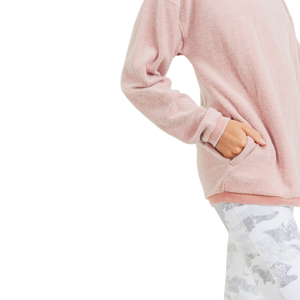 Mono B Fleece Hoodie KT11575 Plus - Dusty Pink - Rear View