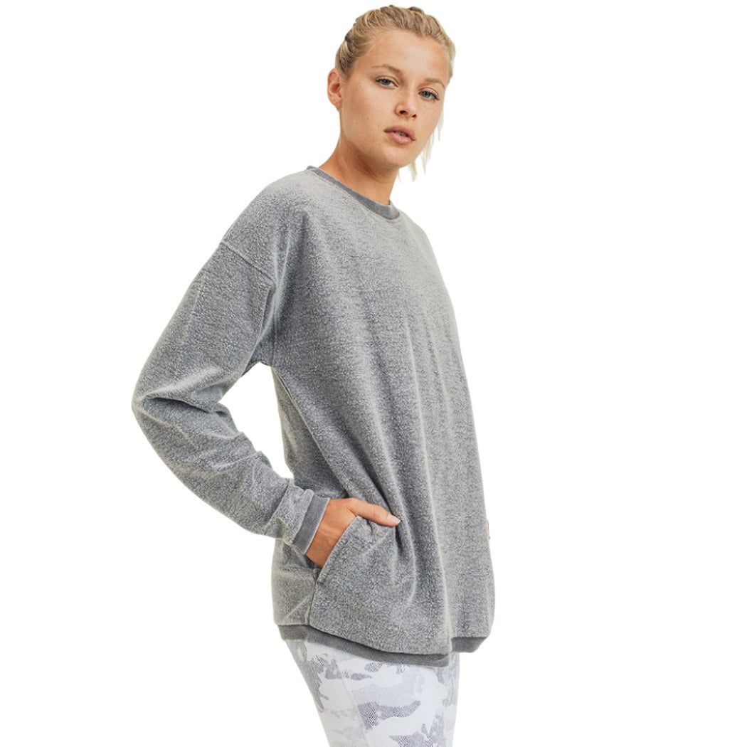 Mono B Fleece Hoodie KT11575 Plus - Charcoal - Side View