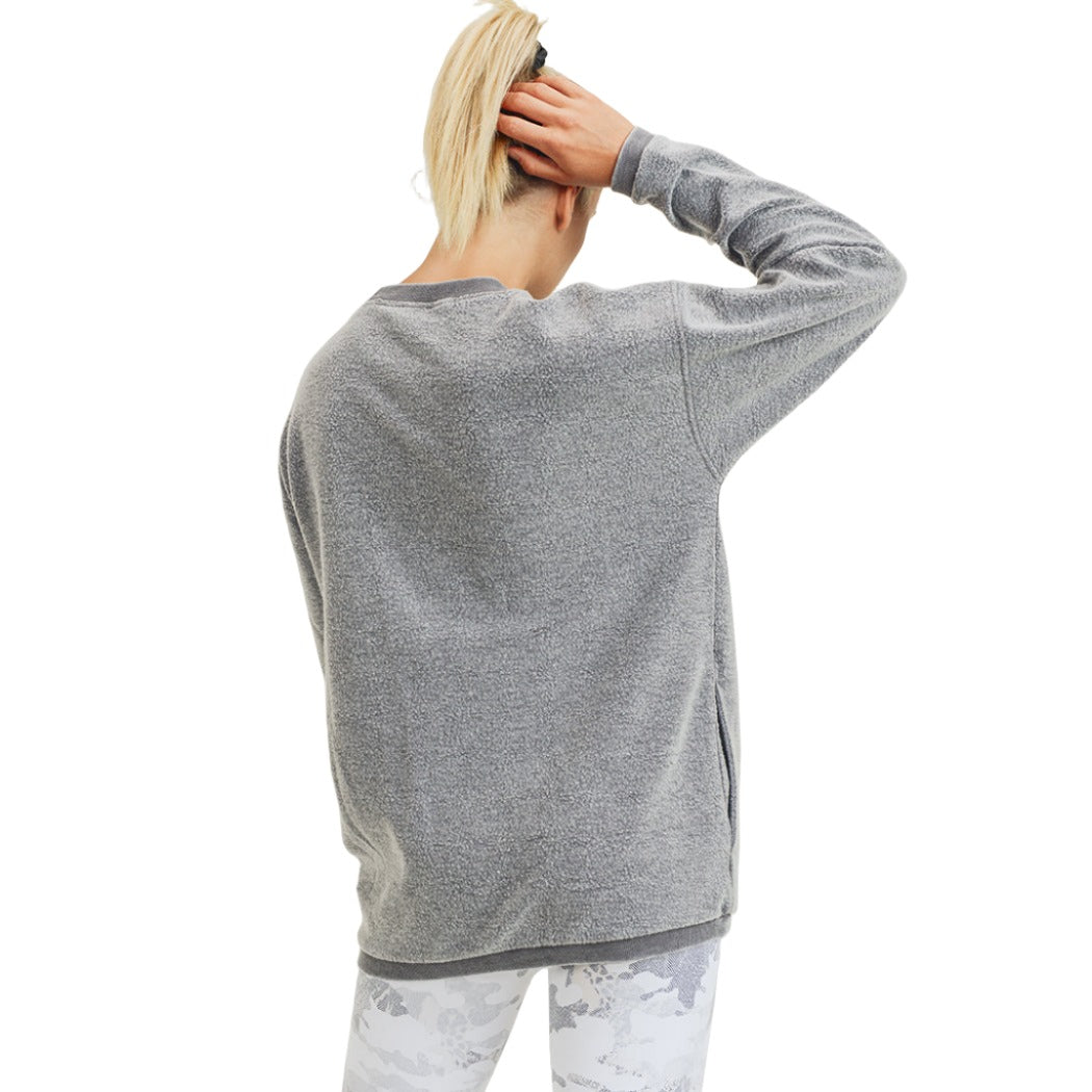 Mono B Fleece Hoodie KT11575 Plus - Charcoal - Back View