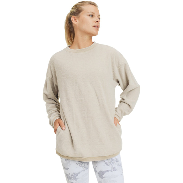 Mono B Fleece Hoodie KT11575 Plus - Natural - Front View