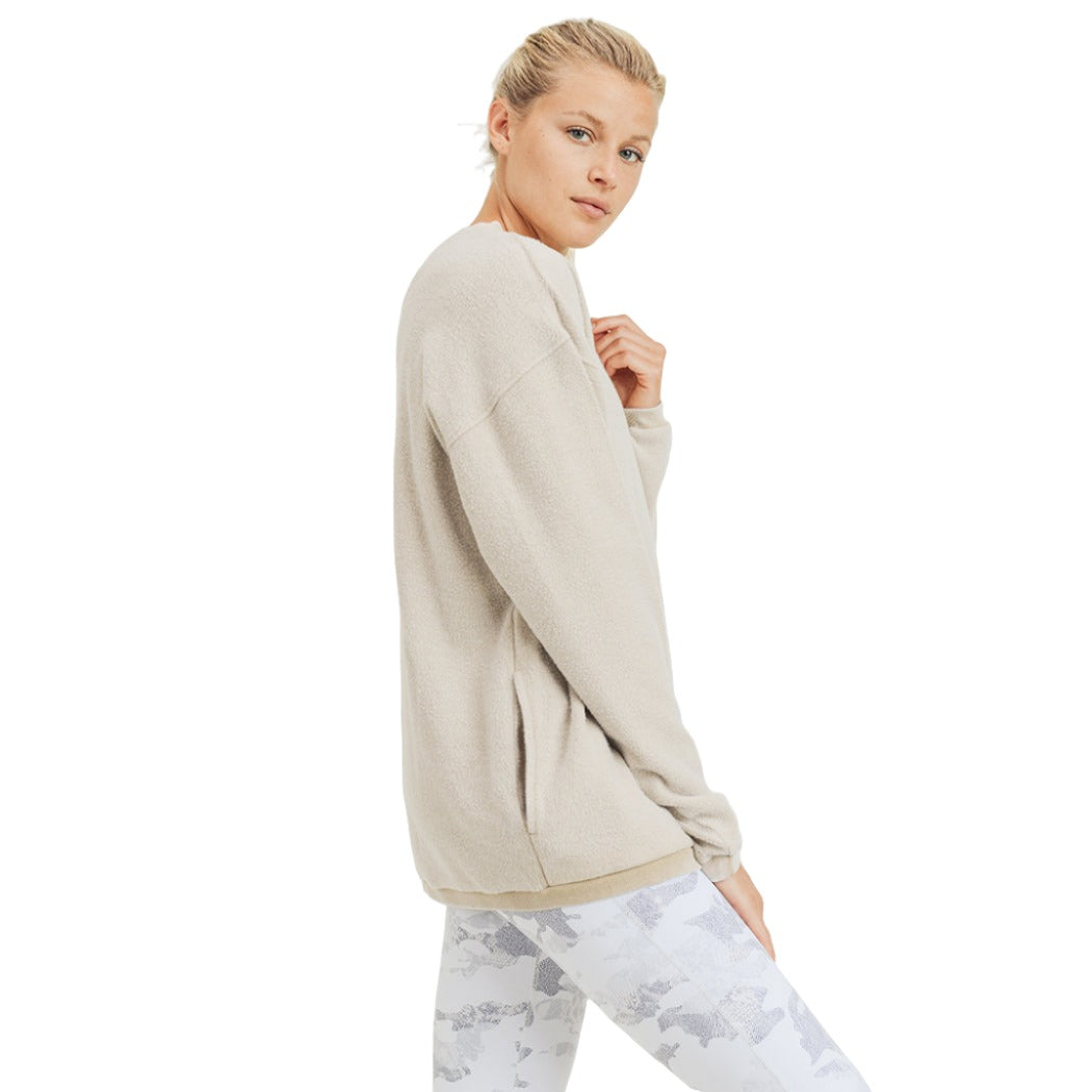 Mono B Fleece Hoodie KT11575 Plus - Natural - Side View