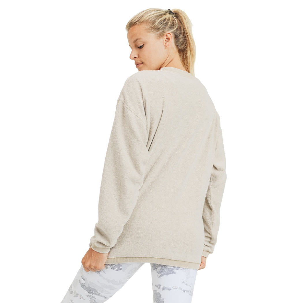 Mono B Fleece Hoodie KT11575 Plus - Natural - Back Side View