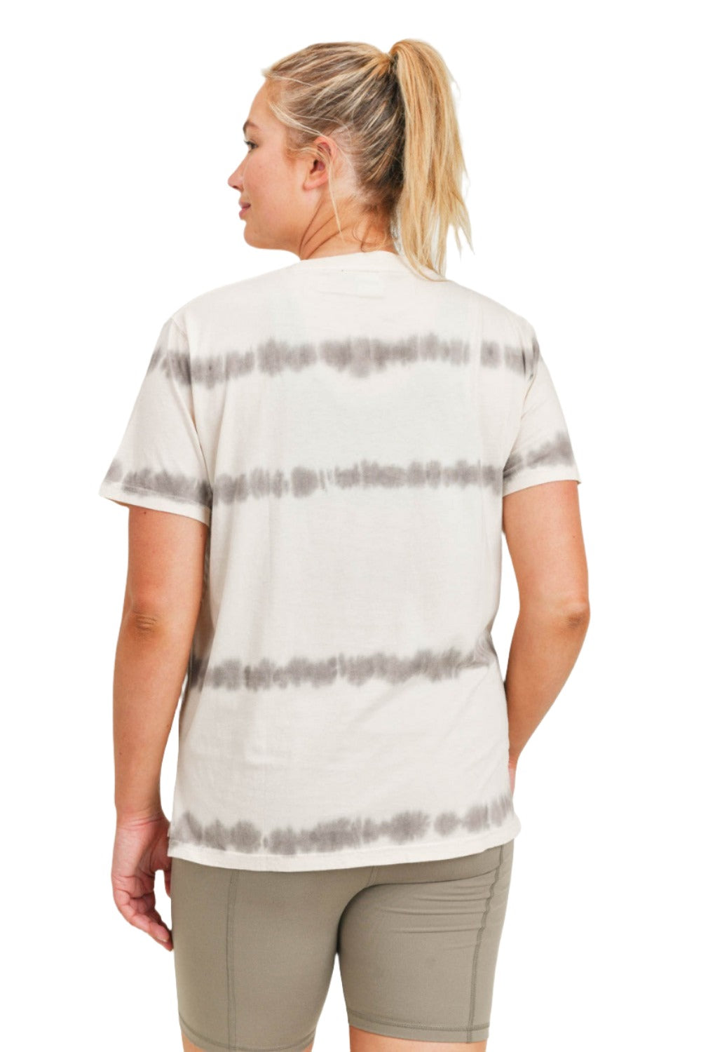Mono B Split Hem Tie-Dye Basic Tee KT11735 - Pearl/Heather - Back View
