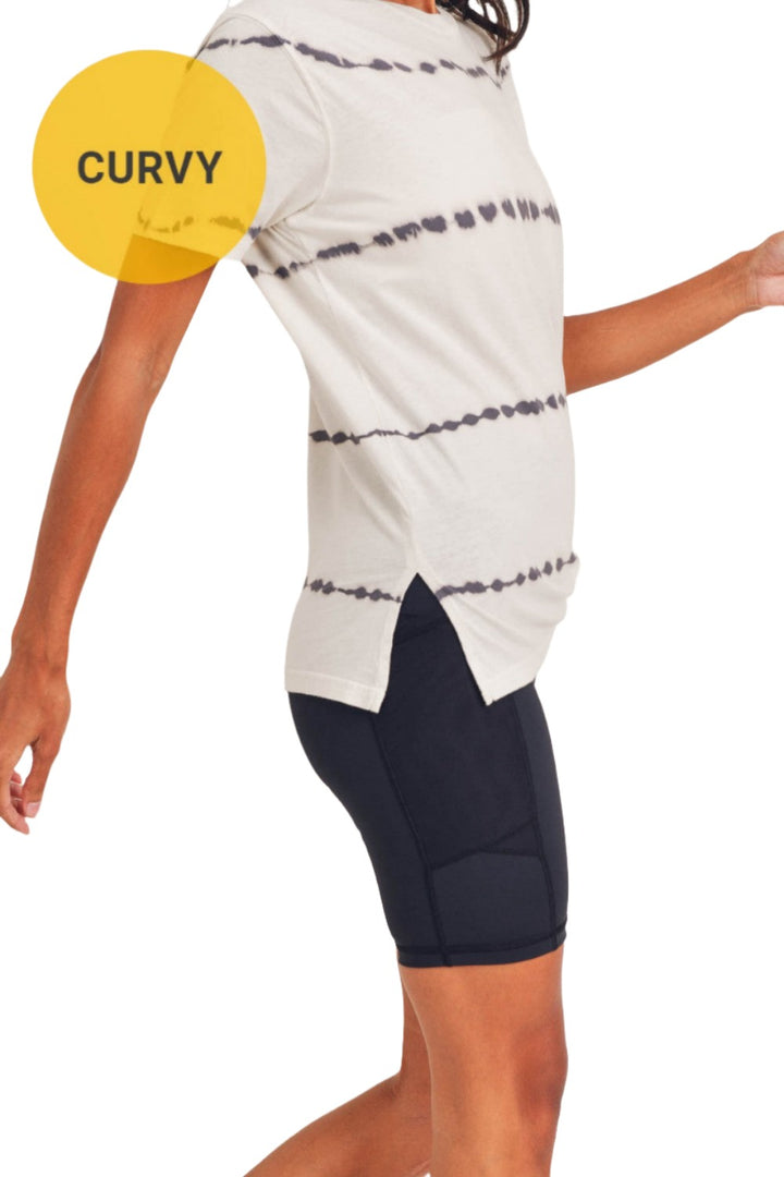 Mono B Split Hem Tie-Dye Basic Tee KT11735 - Taupe/Black - Rear View