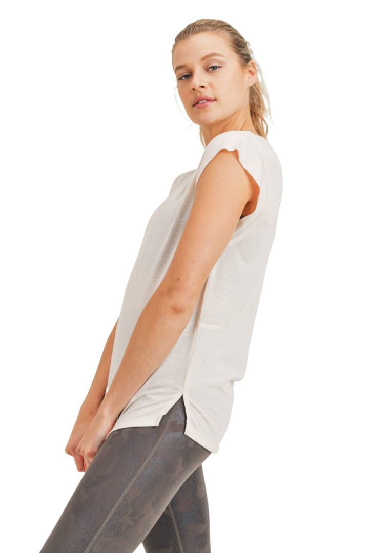 Mono B Perforated Swoop Top KT210352 and Plus - Natural - Side view